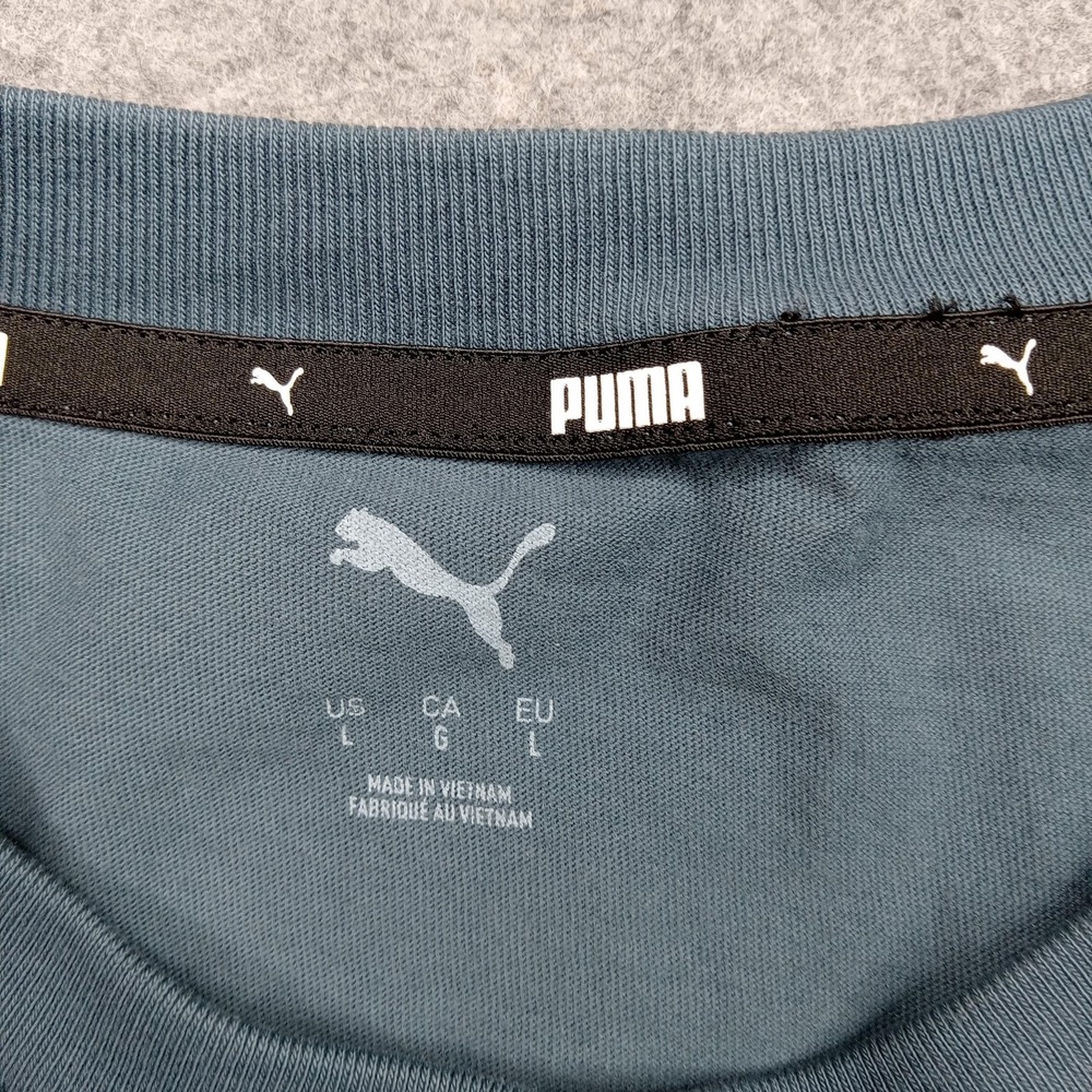 Puma Shirt Mens Large Blue Green Logo Graphic Crewneck Short Sleeve T-Shirt‎ - Picture 2 of 7